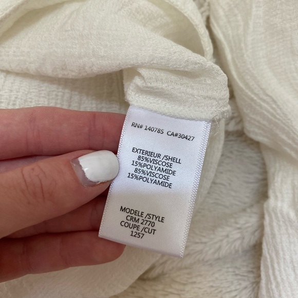 Brochu Walker The Finn Blouse wrap long sleeve crinkle gauze white Sz M/L - Picture 8 of 9